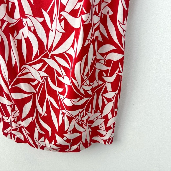 Vintage Silk Diane Von Furstenberg Red Leaf Print Midi Dress - Picture 3 of 6